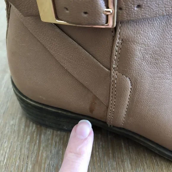 Franco Sarto Booties Womens 6.5 M Shandy Leather Boots Buckle Almond Toe Tan - Picture 12 of 16